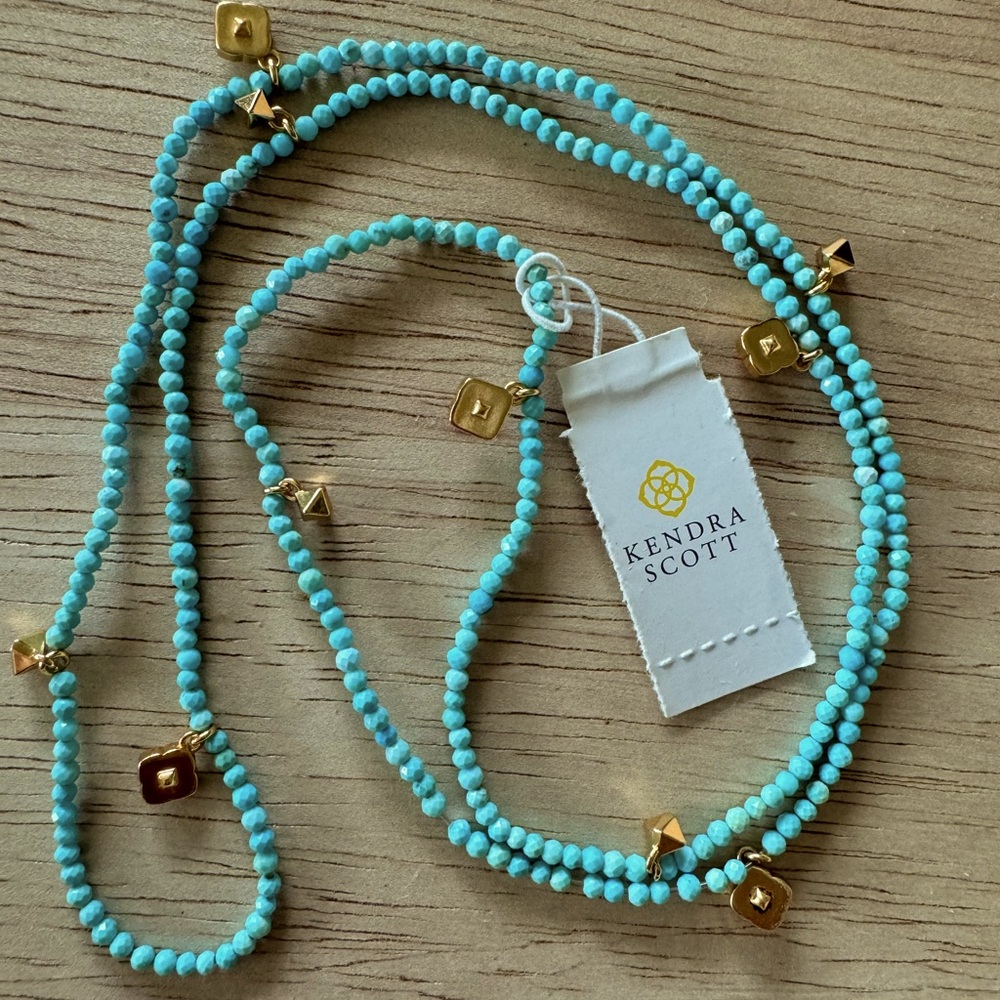 Kendra Scott Britt Convertible turquoise beaded necklace/bracelet w/gold charms